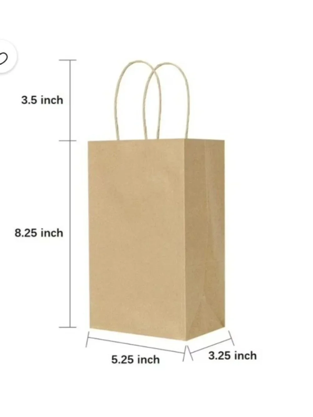 100pcs Small Kraft Paper Gift Bags Handles 5.25x3.25x8.25" Brown Party Crafts - Picture 6 of 7